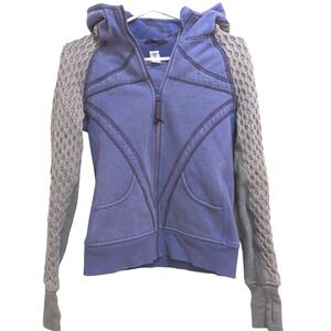 Ivivva by‎ Lululemon Girls 14 Purple Knit Sleeve Zip Hoodie Jacket